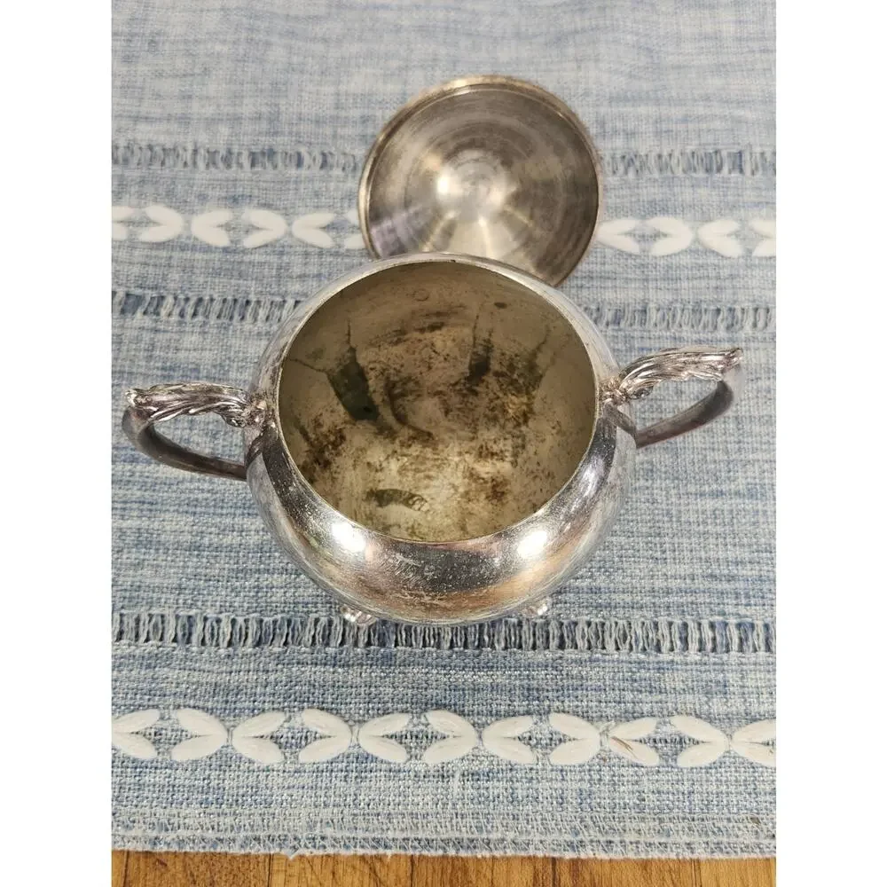Vintage F.B. Rogers Silver Co Footed Covered Sugar Bowl Silverplate Ornate